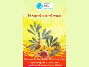 Χριστουγεννιάτικη Εκδήλωση στο αμφιθέατρο της Π.Ε Αιτωλοακαρνανίας (Κυρ 22/12/2024 19:00)