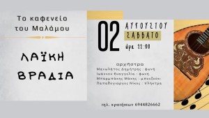 Λαϊκή βραδιά στο Ζευγαράκι Μακρυνείας (Σαβ 2/8/2025 22:00)
